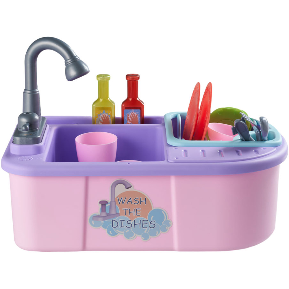Tommy Toys Kids Pink Electric Kitchen Sink Play Set Image 1