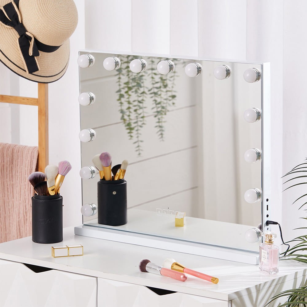 Living and Home LED White Hollywood Vanity Mirror with Smart Screen Image 2