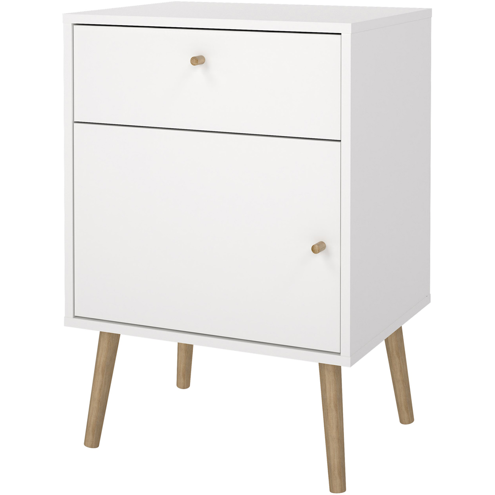 Florence Cumbria Single Door Single Drawer White Nightstand Image 4