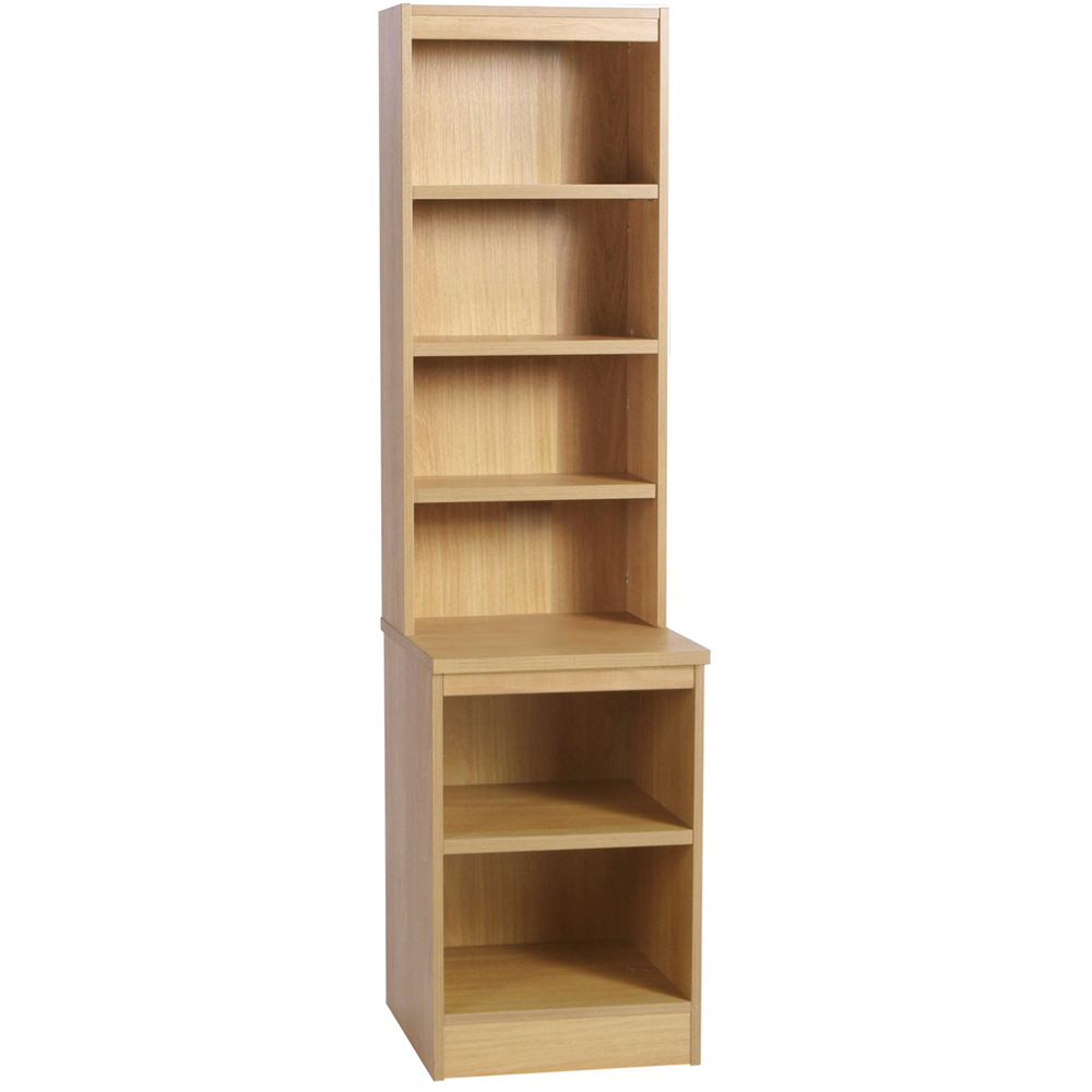 R White Cabinets 6 Shelf Brown Desk Height Bookcase with Hutch Image 2