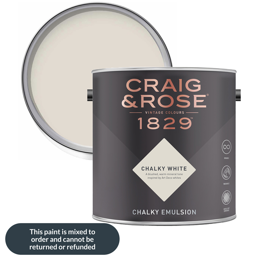 Craig & Rose Walls and Ceilings White Chalky Matt Emulsion Paint 2.5L Image 1