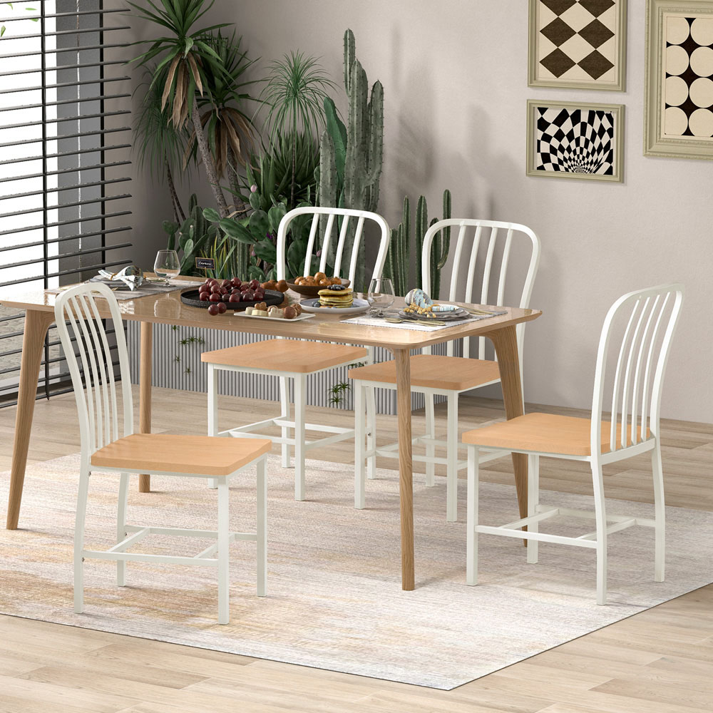 Costway Set of 2 White Dining Chair with Footrest Image 4