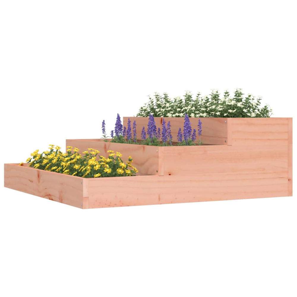 vidaXL 3-Tier Natural Solid Douglas Wood Garden Planter 27 x 78 x 78cm Image 2