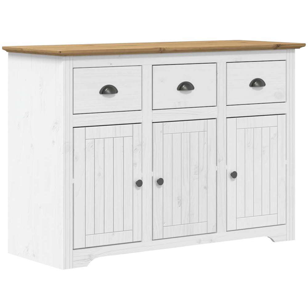 vidaXL 6 Door 3 Drawer White and Brown Solid Pine Wood Glass Highboard Image 7