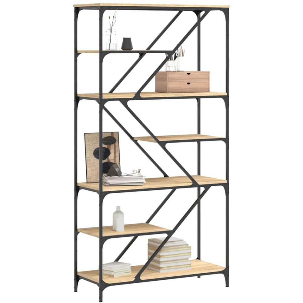 vidaXL 6 Open Shelf Sonoma Oak Bookshelf Image 3