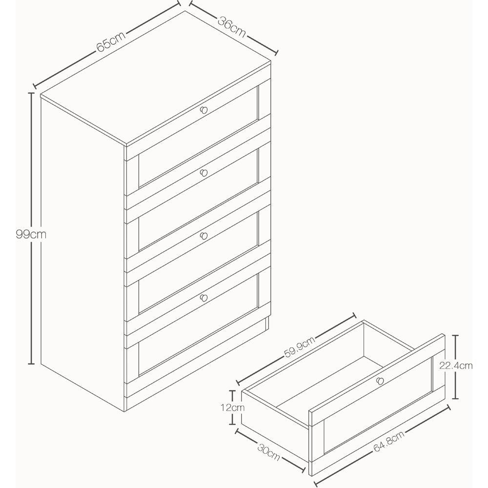 VIDA DESIGNS Altino 4 Drawer White Shaker-Style Chest of Drawers Image 9