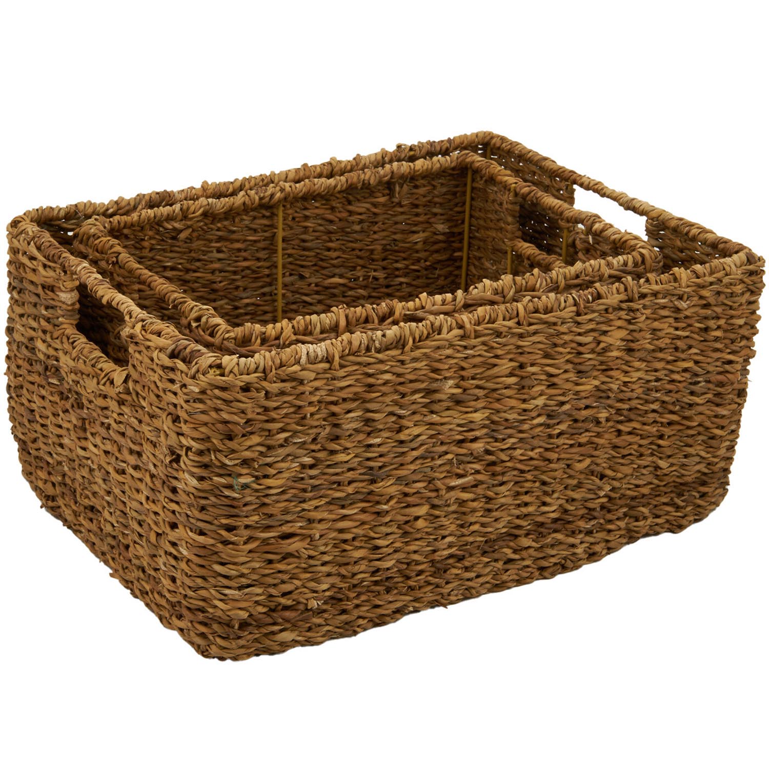 Set of 2 Sea Grass Storage Baskets - Brown Image 1