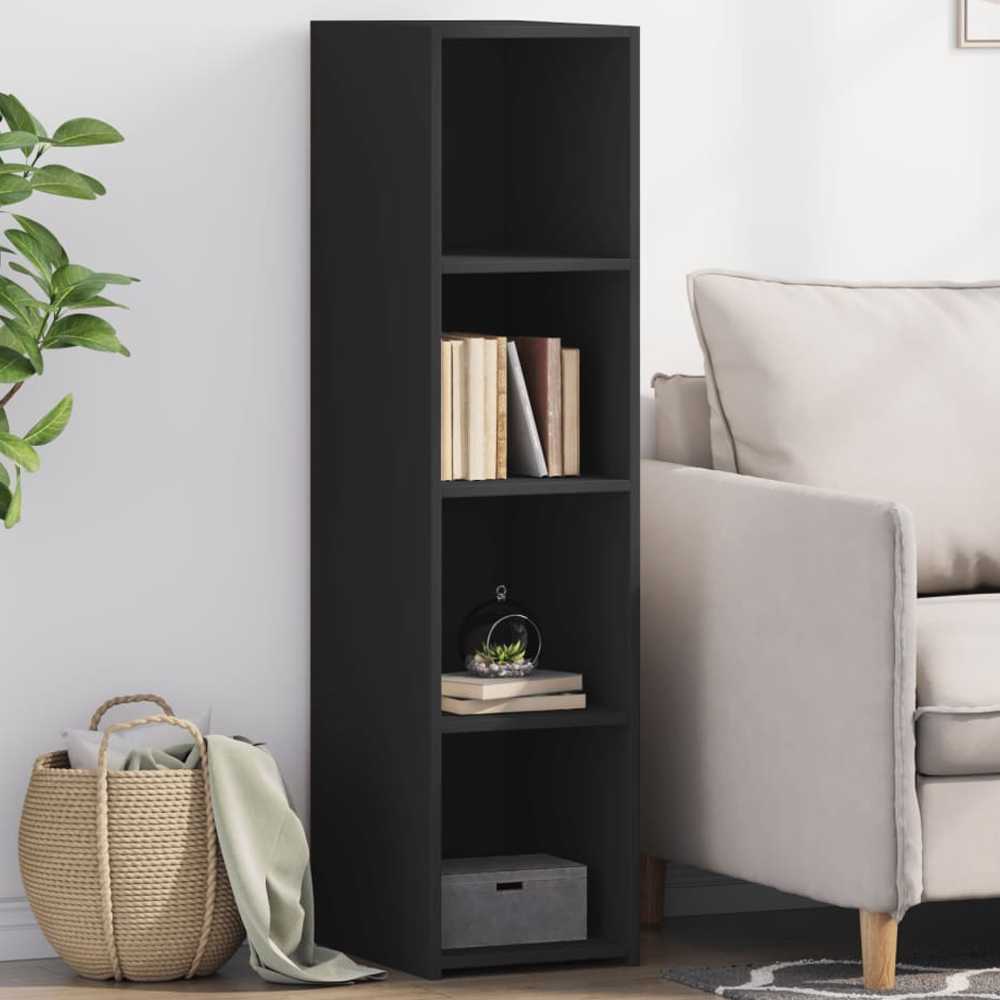 vidaXL 4 Open Shelf Black Highboard Image 1