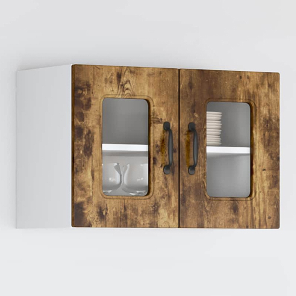 vidaXL Kalmar 2 Door Smoked Oak Wall Kitchen Cabinet Image 1