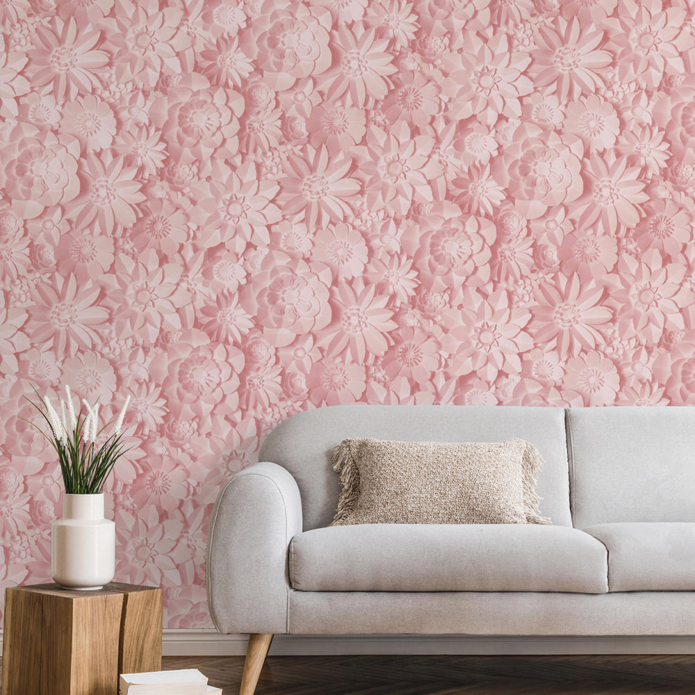 Fine Decor Dimensions Floral Pink Wallpaper Image 4