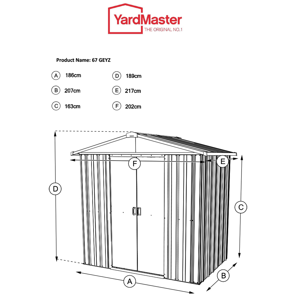 Yardmaster 6.8 x 7.2ft Emerald Green Apex Metal Storage Shed Image 7