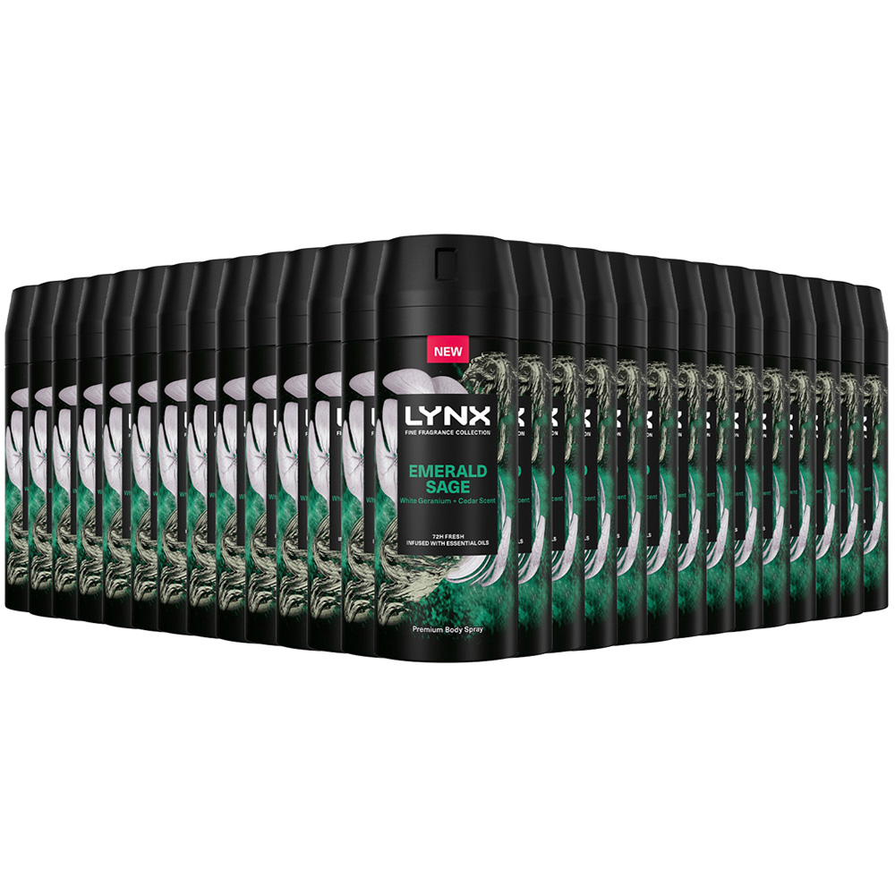 Lynx Fine Fragrance Collection Emerald Sage Deodorant Body Spray 150ml 27 Pack Image 1