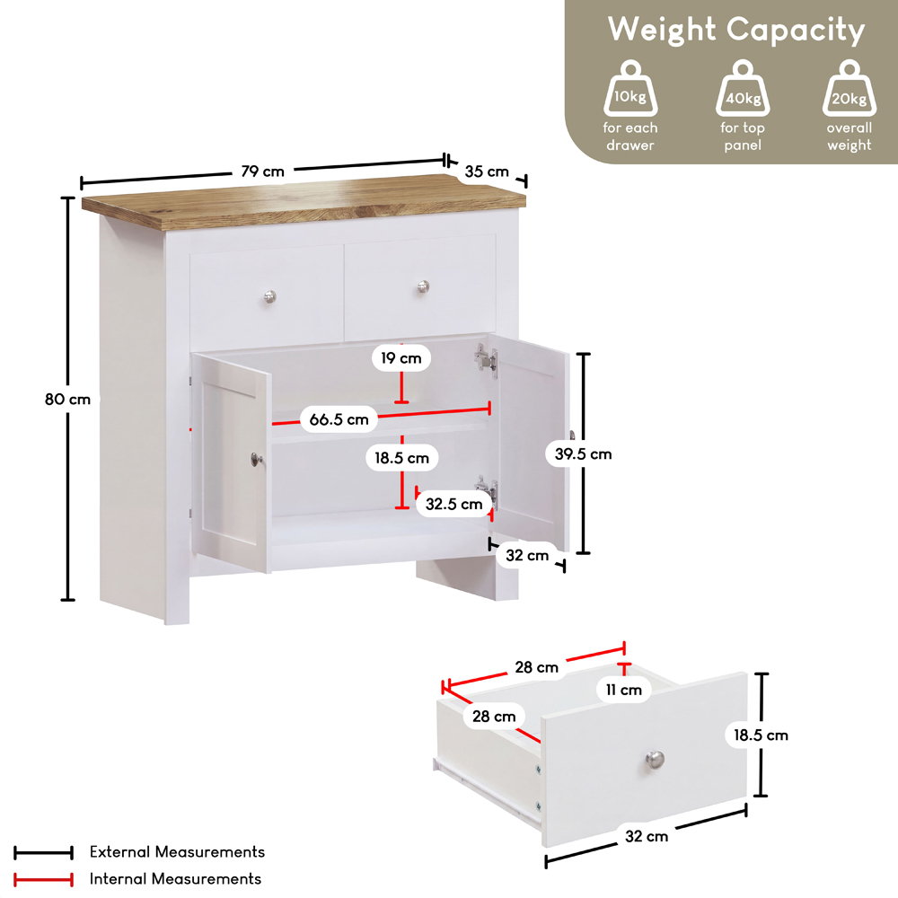 VIDA DESIGNS Arlington 2 Door 2 Drawer White Sideboard Image 9
