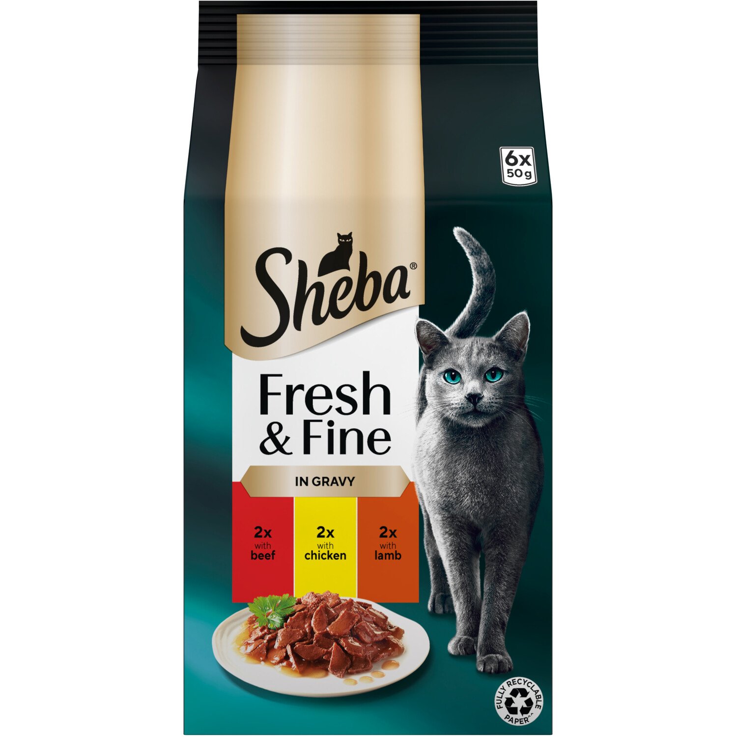 Sheba Fresh and Fine Wet Cat Food - Brown / Beef, Chicken and Lamb Image 1