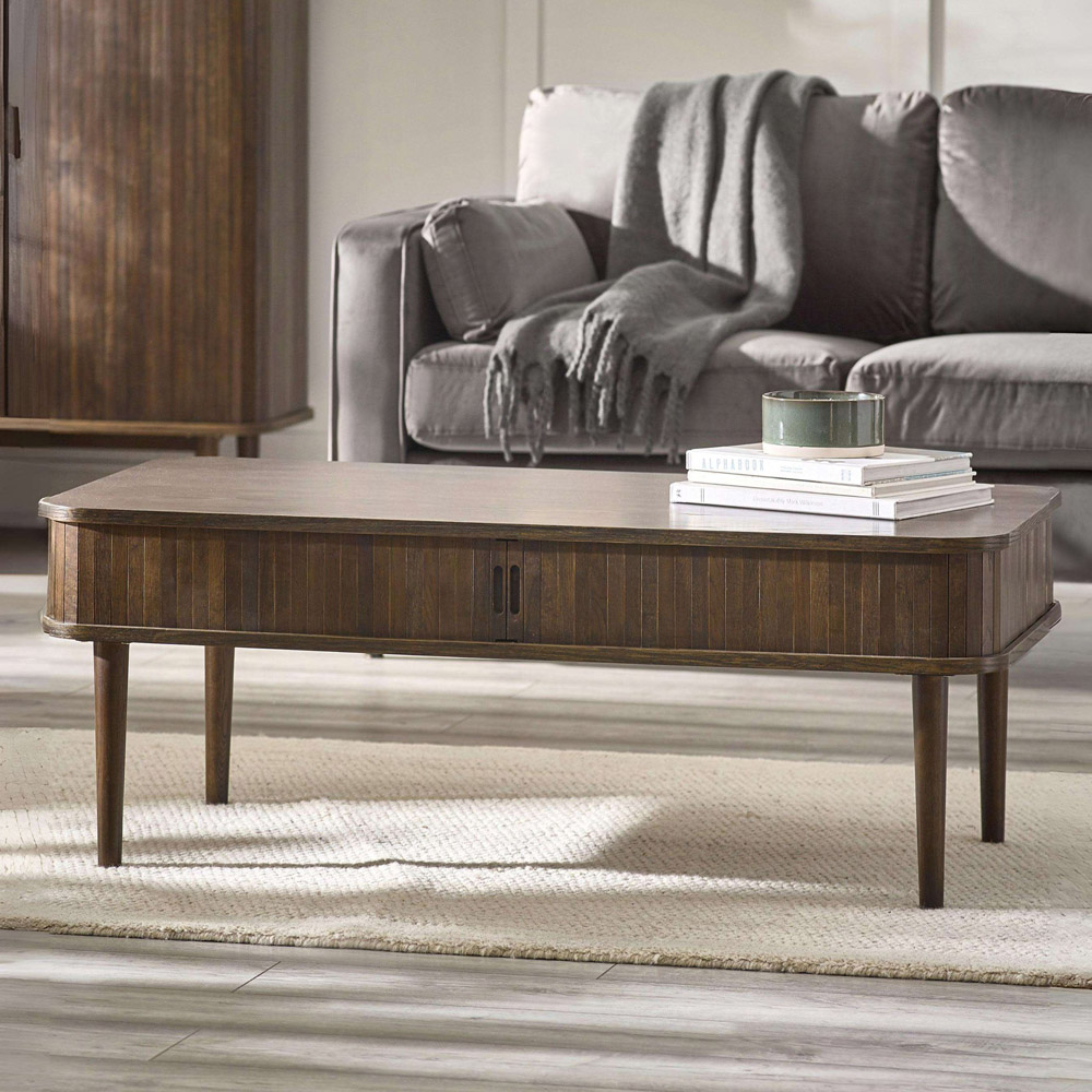 Julian Bowen Arya 2 Door Dark Oak Effect Fluted Coffee Table Image 1