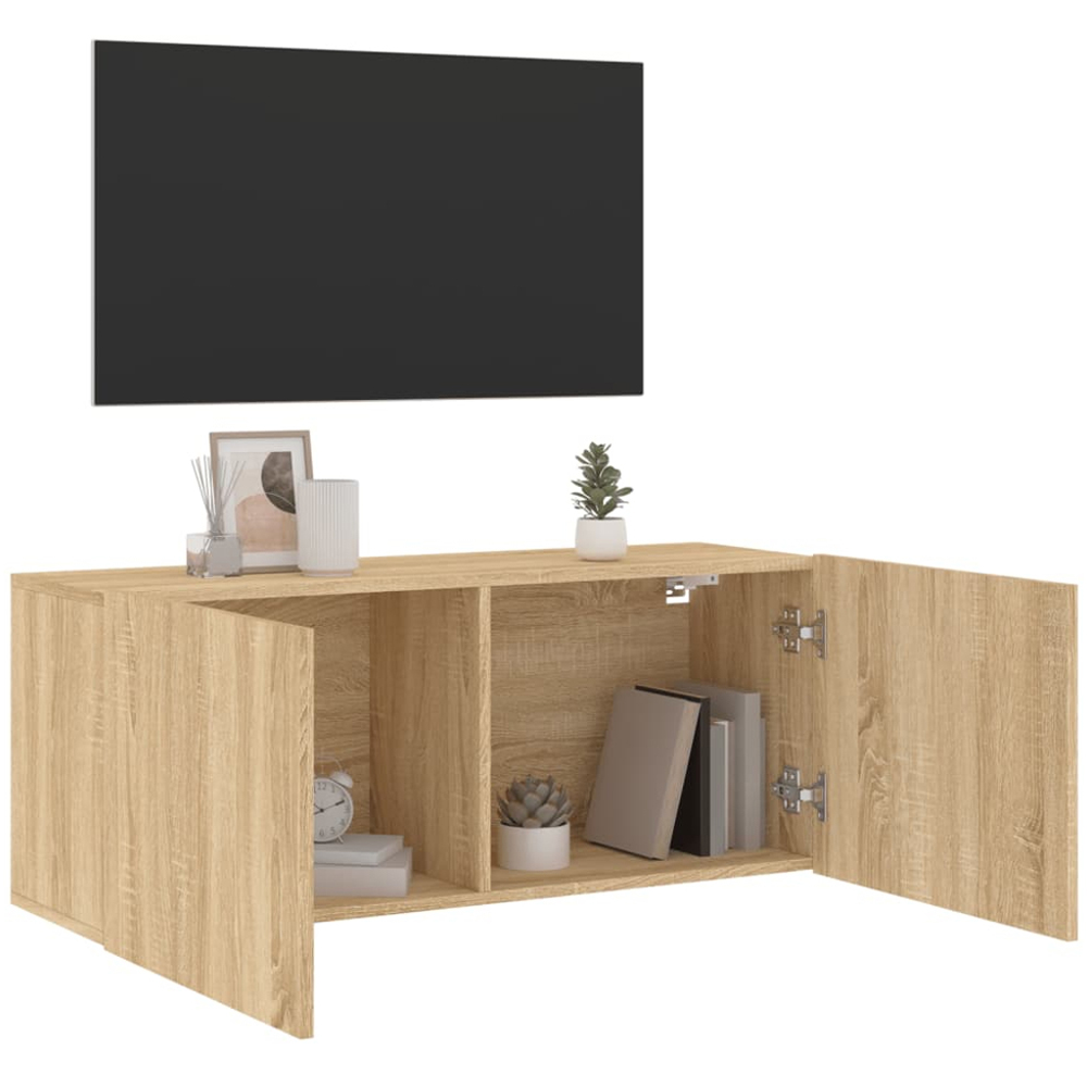 vidaXL 2 Door Sonoma Oak Wall Mounted TV Cabinet Image 4