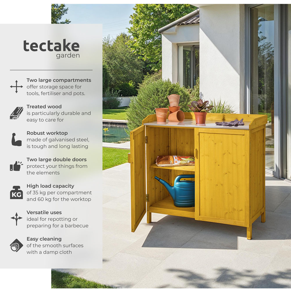 tectake Vita 2 Door Garden Storage Cabinet with Galvanised Zinc Worktop Image 6