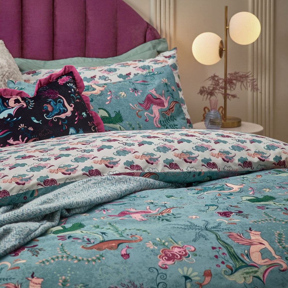 furn Athena Single Mineral Blue Mythological Duvet Set Image 2