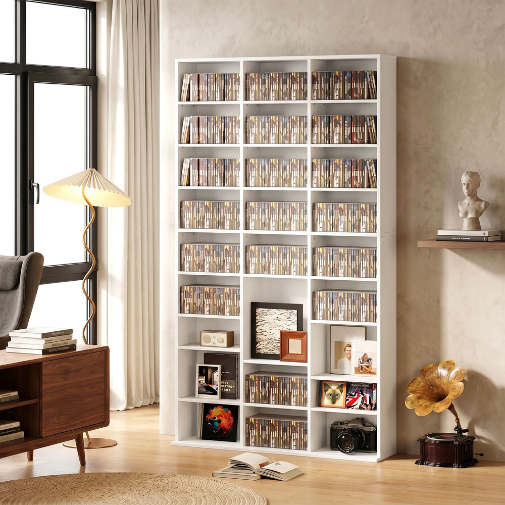 HOMCOM 27 Shelf White DVD Storage Unit Image 4