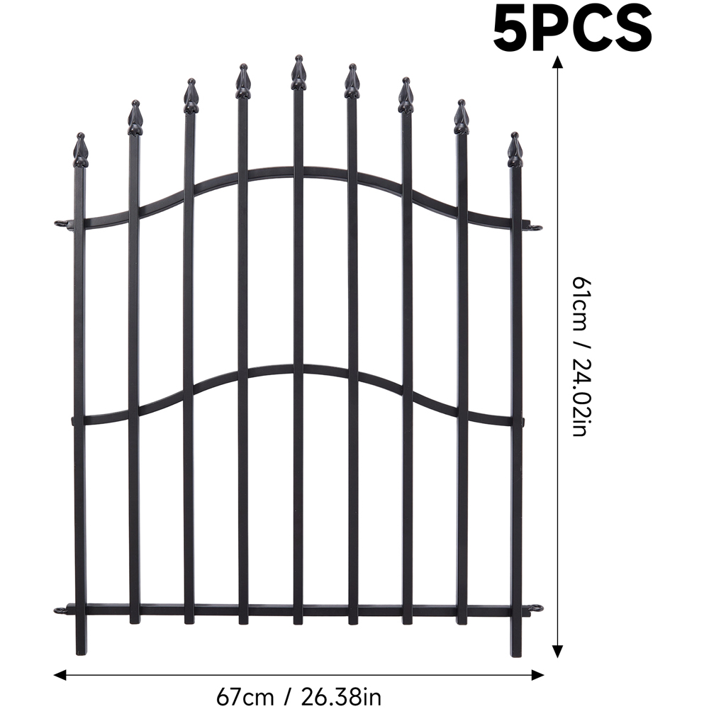 Living and Home Wave Design 2ft 5 Pack Metal Garden Fence Panel Image 6
