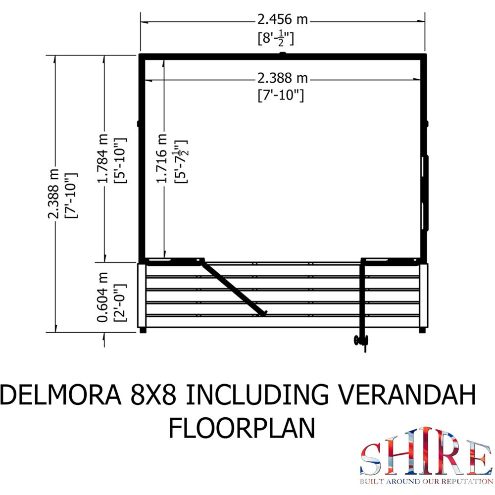 Shire Delmora 8 x 6ft Apex Garden Summerhouse with Verandah Image 7