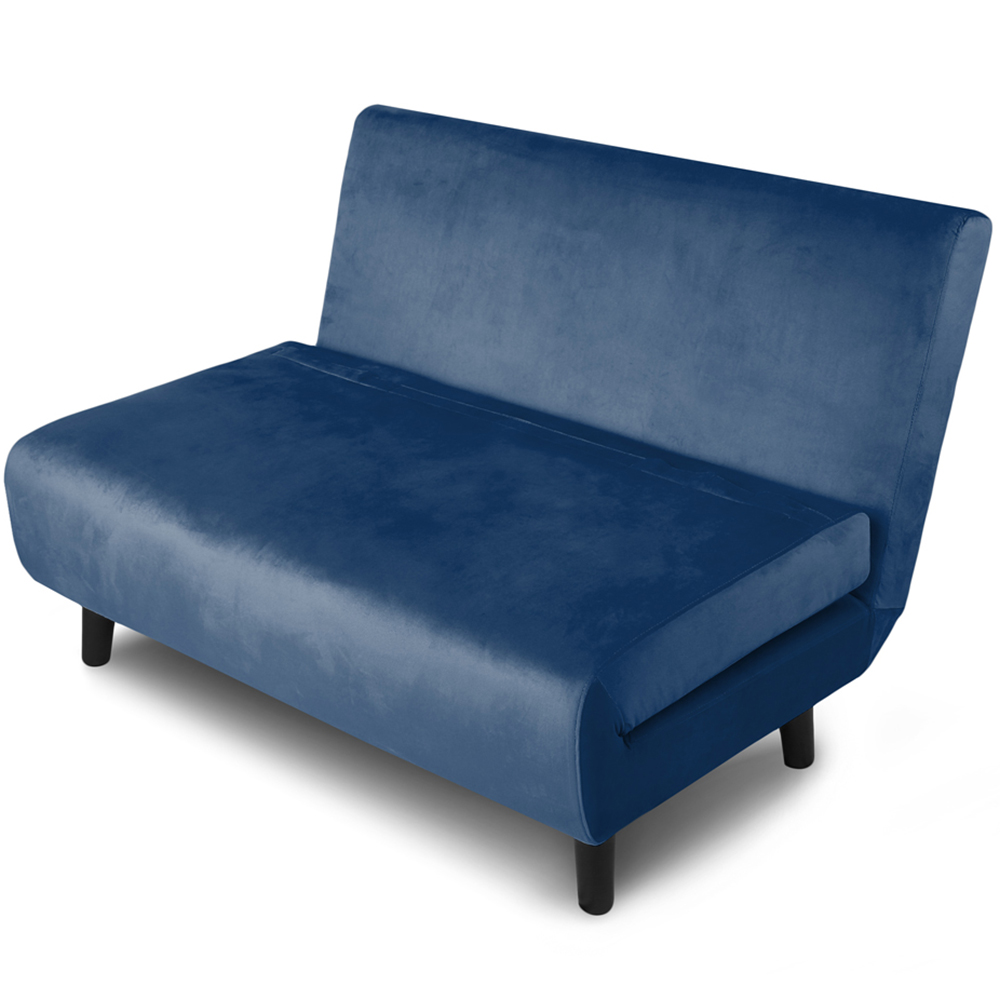 Aurora 2 Seater Blue Velvet Sofa Bed Image 4
