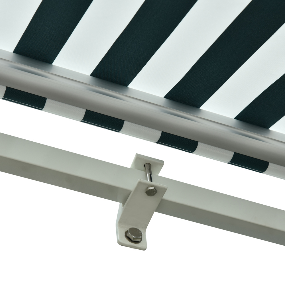 Outsunny Green and White Striped Retractable Awning 3 x 2.5m Image 3