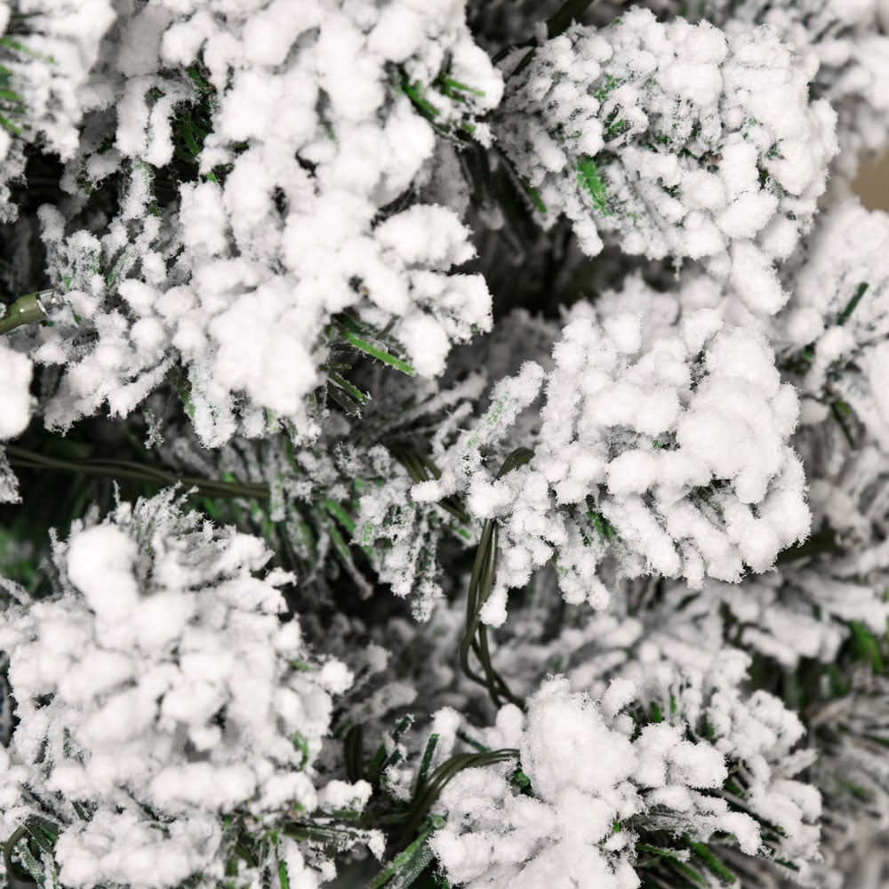 Everglow Warm LED Pre-Lit Snow Flocked Green Artificial Christmas Tree 5ft Image 3