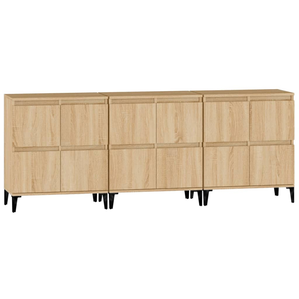 vidaXL 4 Door Sonoma Oak Sideboard Set of 3 Image 2