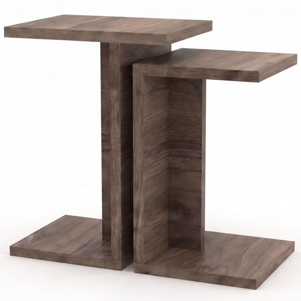 Decortie Nero Istanbul Walnut Side Table Set of 2 Image 2