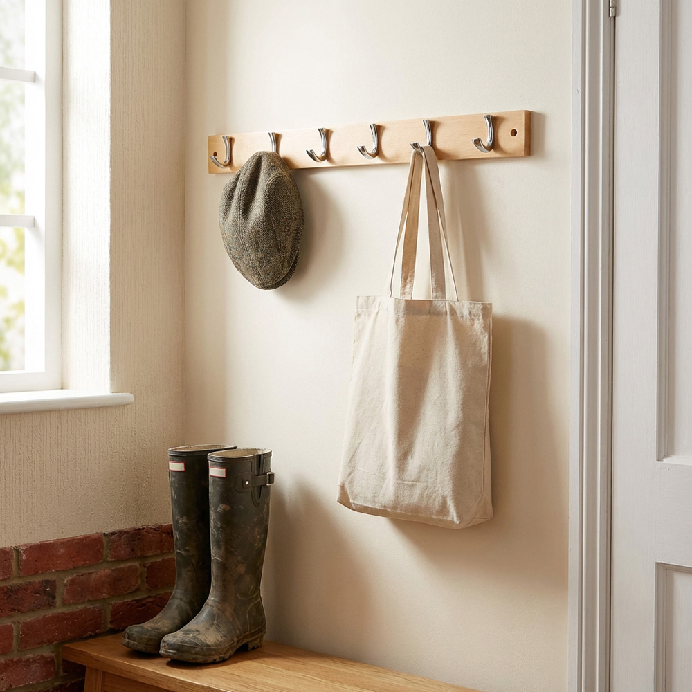 6 Hook Coat and Hat Hooks Board Image 6