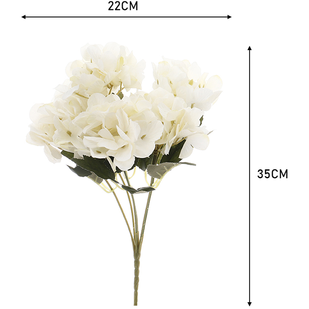 Living and Home White Silk Artificial Hydrangea Bouquet 35cm Image 5