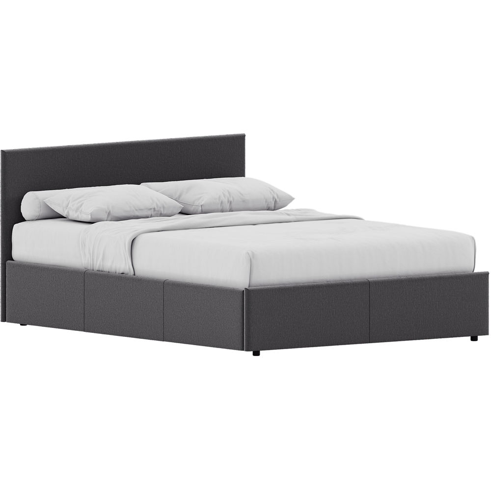 VIDA DESIGNS Veronica Double Dark Grey Linen Ottoman Bed with Gel Memory Foam Mattress Image 2