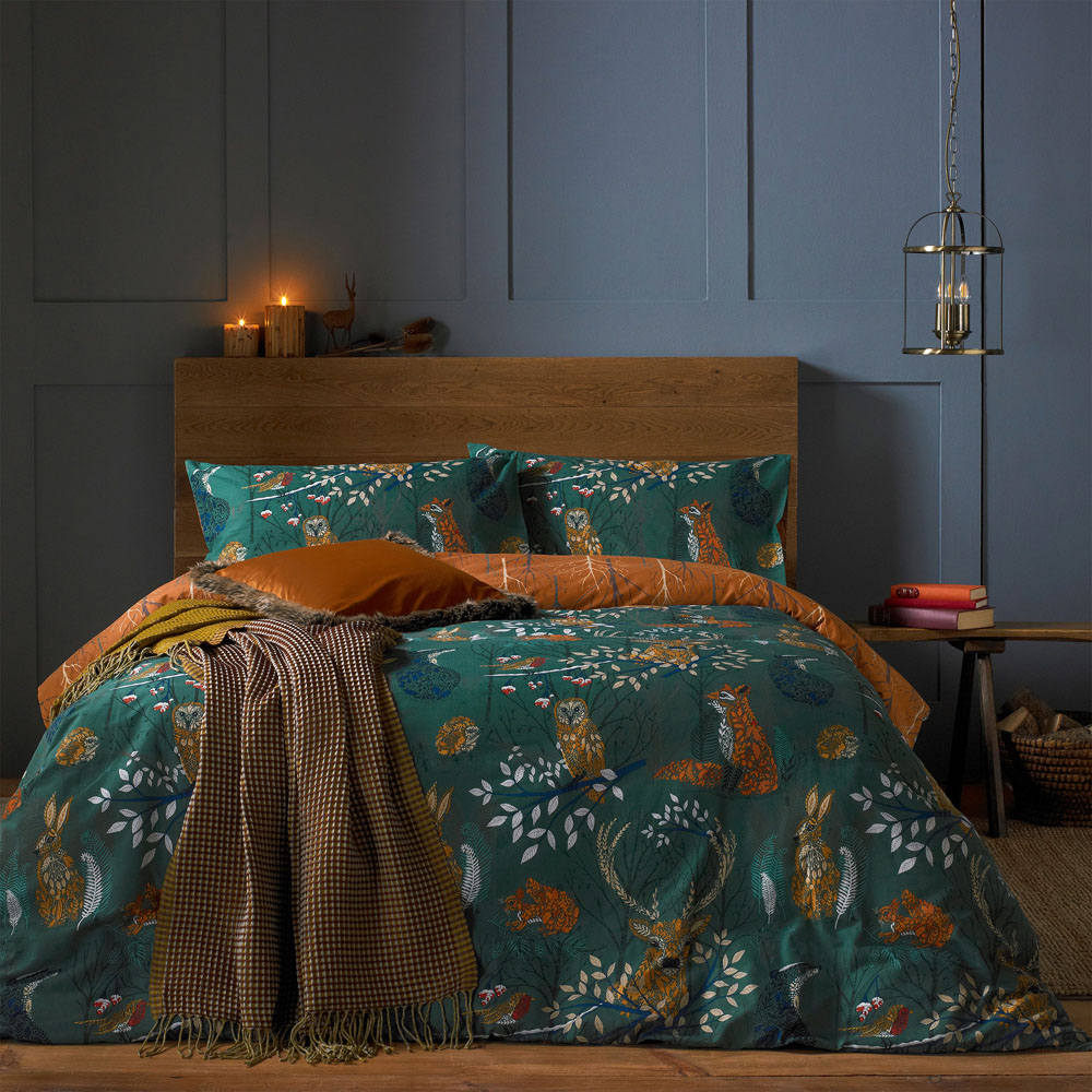 furn. Forest Fauna Single Emerald Duvet Set Image 3