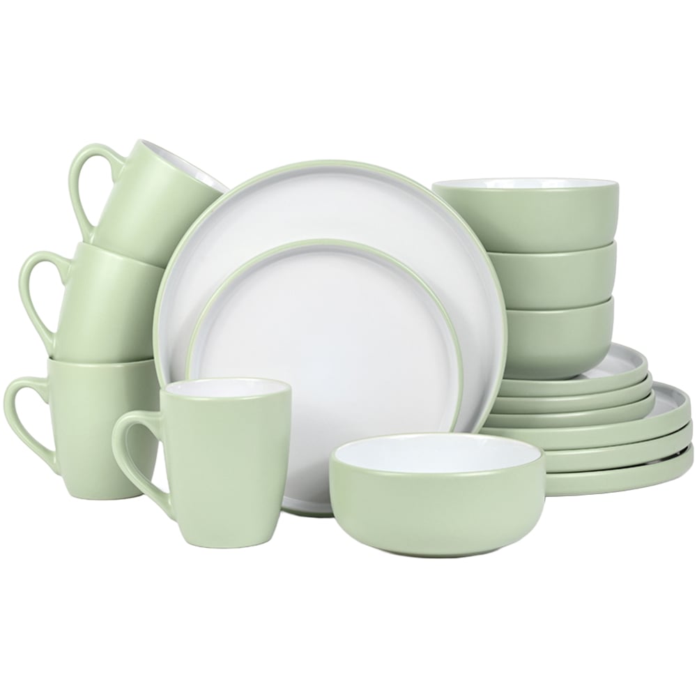 Waterside Green Dual Tone Pastel 16 Piece Dinner Set Image 1