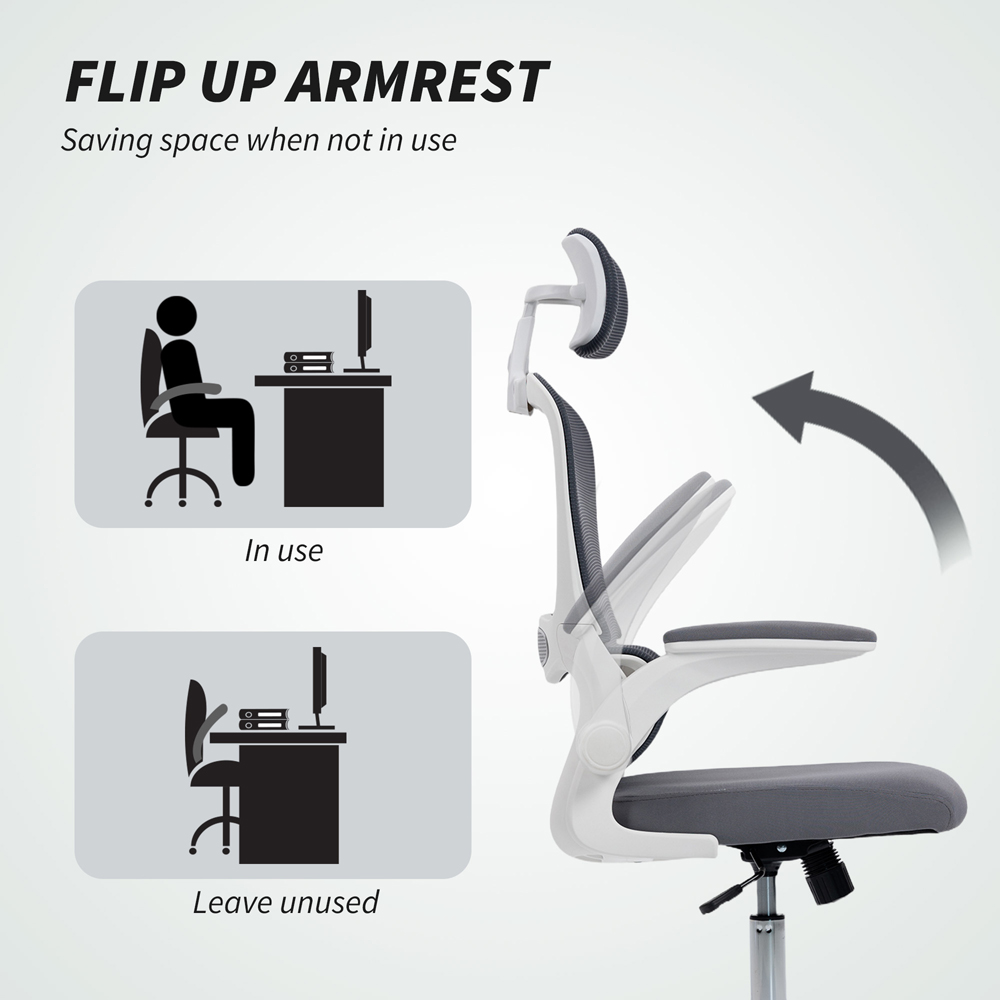 Portland Charcoal Grey Mesh High Back Swivel Office Desk Chair with Lumbar Support Image 7