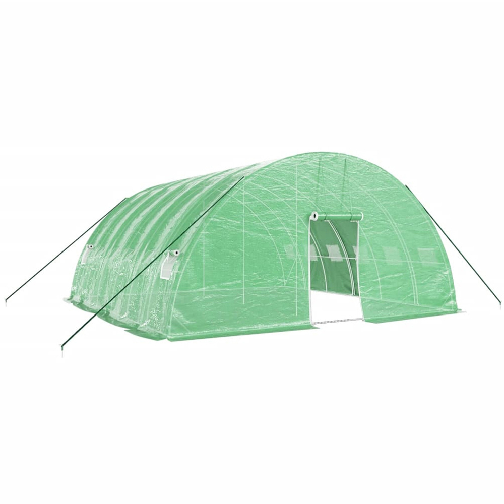 vidaXL Green Polyethylene Galvanised Steel Frame 19.6 x 19.6ft Greenhouse Image 1