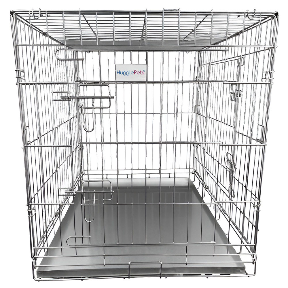 HugglePets Large Silver Dog Cage with Metal Tray 91cm Image 4