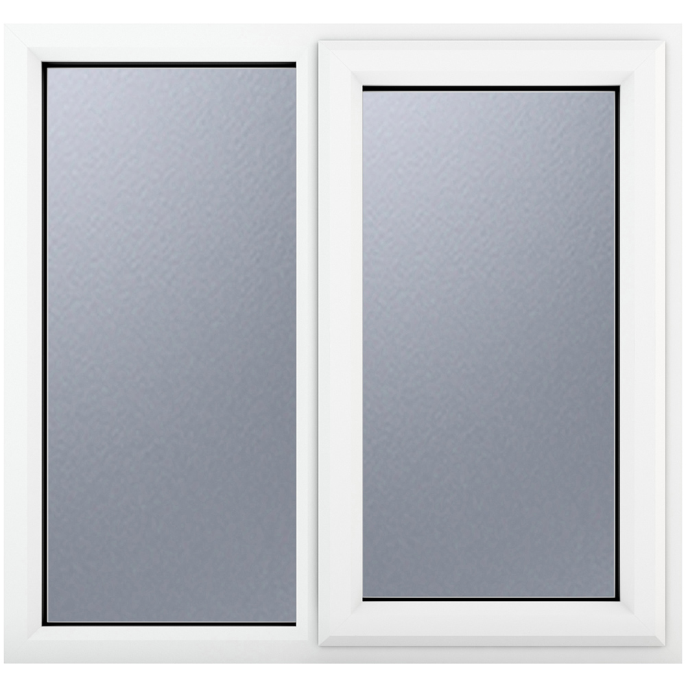 Crystal uPVC Double Glazed Window RH Side Hung Next to a Fixed White Obscure Glass 905x965mm Image 1