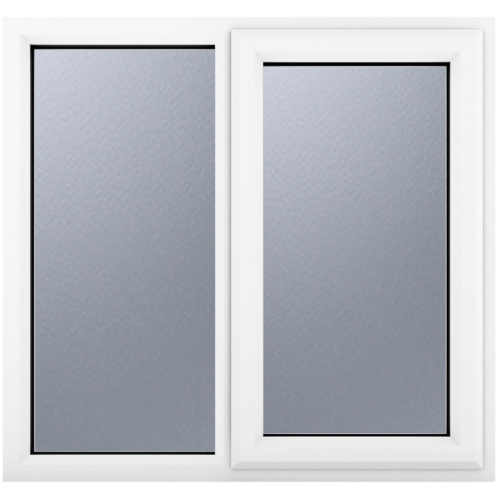 Crystal uPVC Double Glazed Window RH Side Hung Next to a Fixed White Obscure Glass 1190x1040mm Image 1