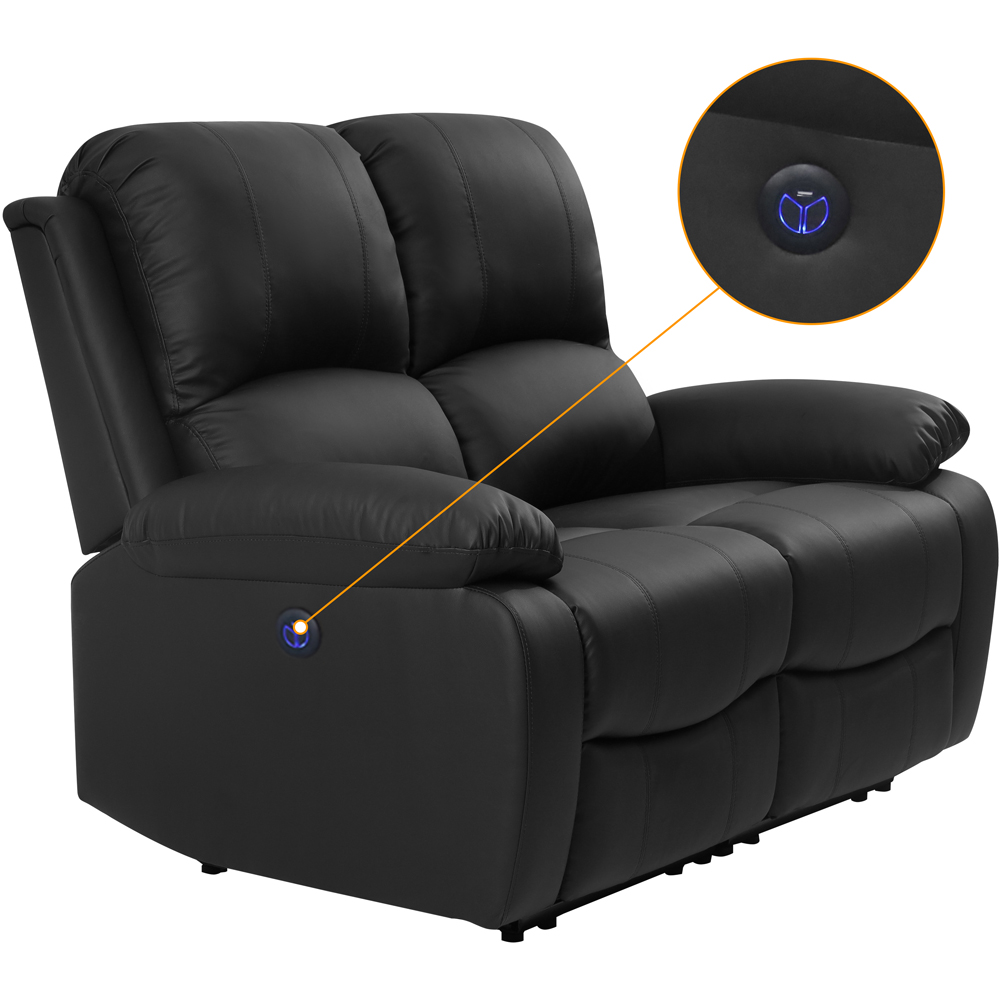 Comfy Living 5 Seater Black PU Leather Electric Recliner Sofa Set Image 2