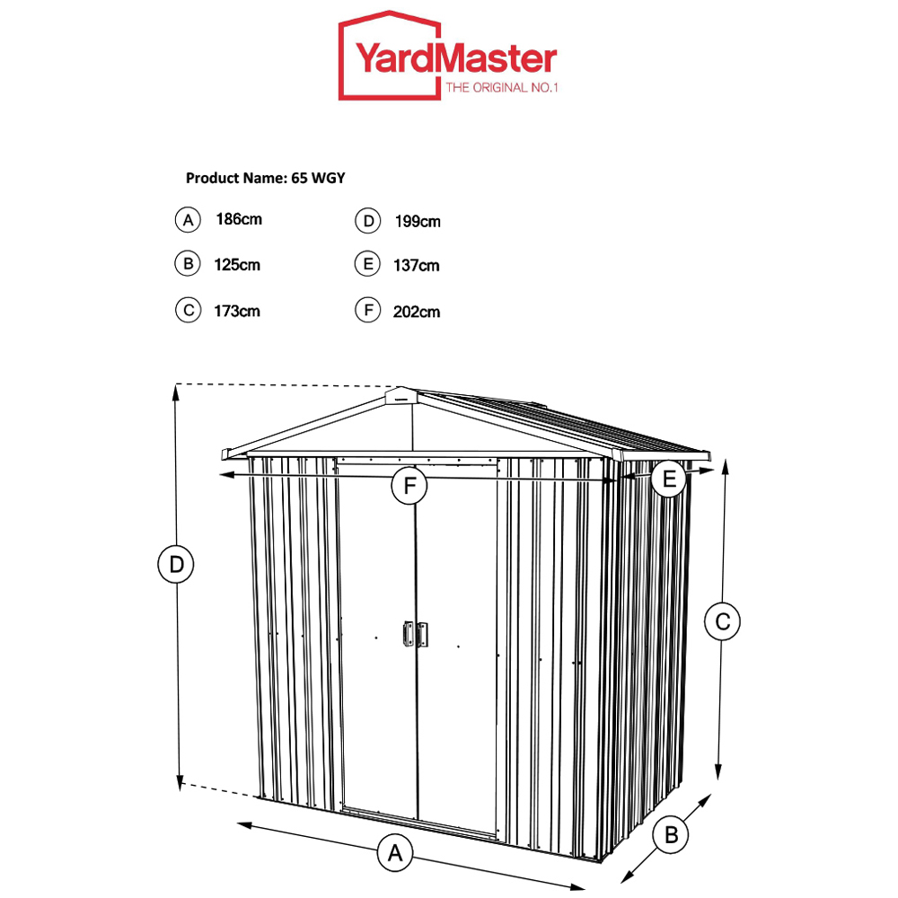 Yardmaster 6.8 x 4.6ft Woodview Metal Apex Storage Shed with Floor Support Kit Image 7