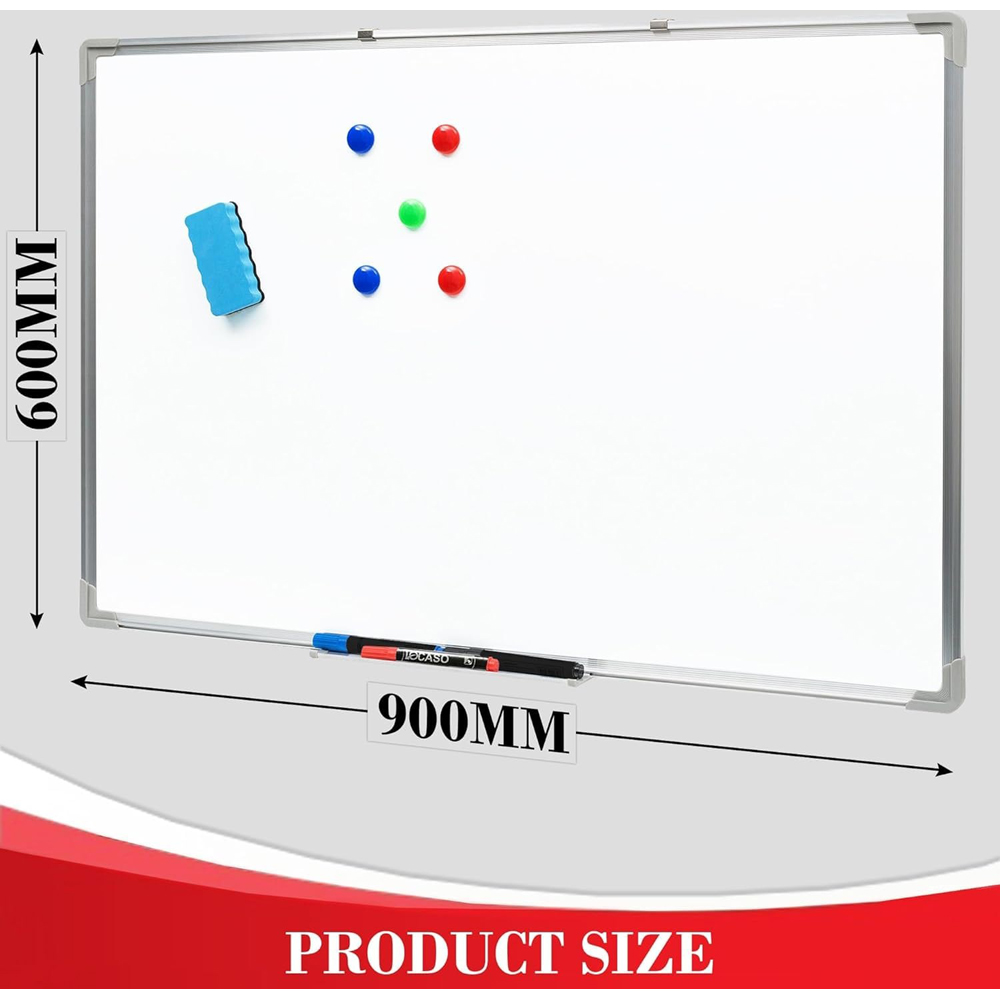 ATEK Magnetic Dry Wipe Wall Mounted Whiteboard with 3 Marker 5 Magnet and Eraser 900 x 600mm Image 9