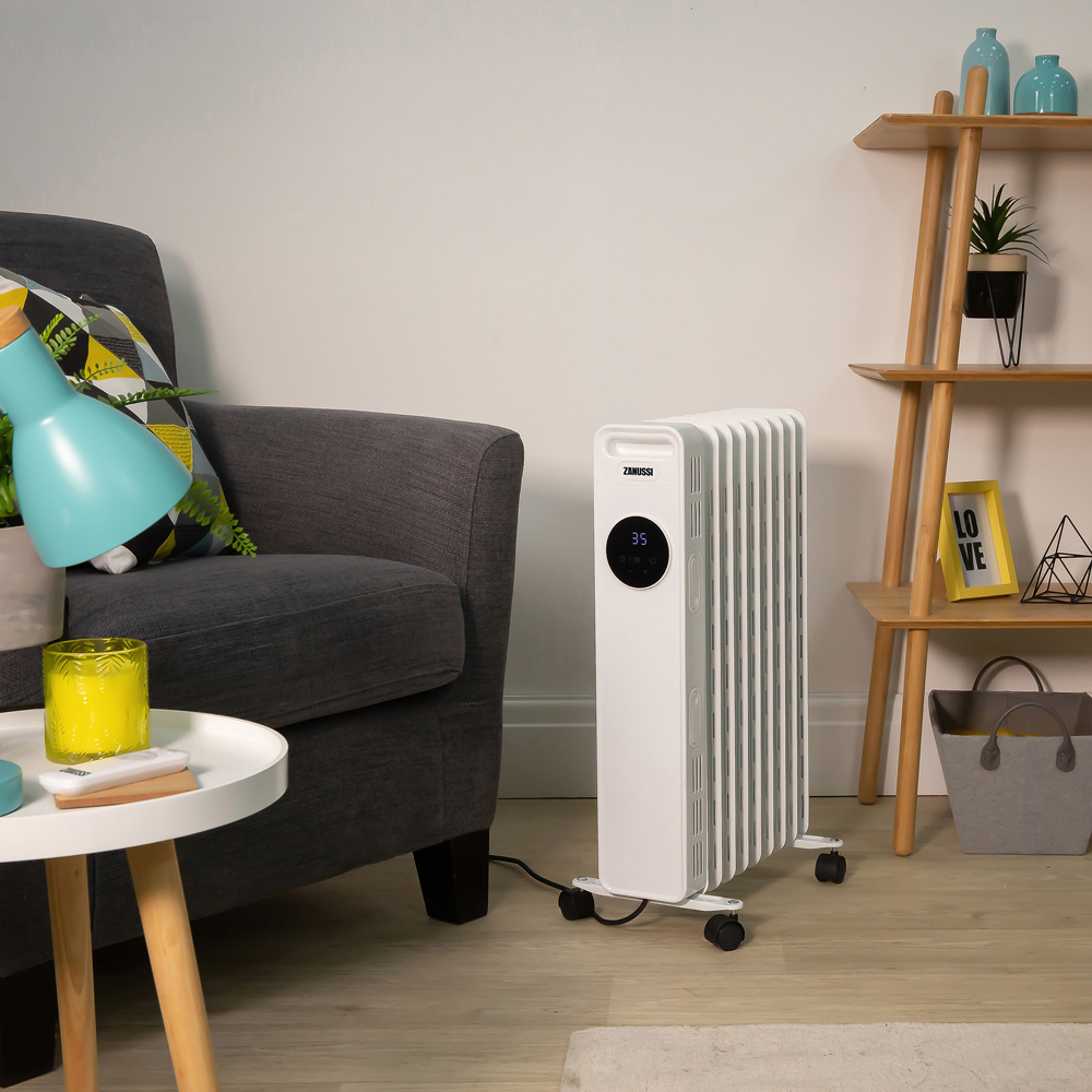 Zanussi Grey and White 11-Fin Digital Touch Control Oil Filled Radiator 2300W Image 2