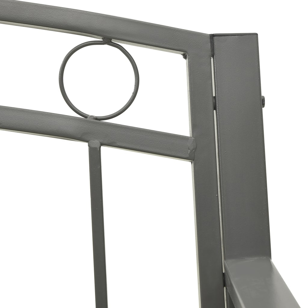vidaXL 2 Seater Grey Powder Coated Steel Garden Bench Image 5