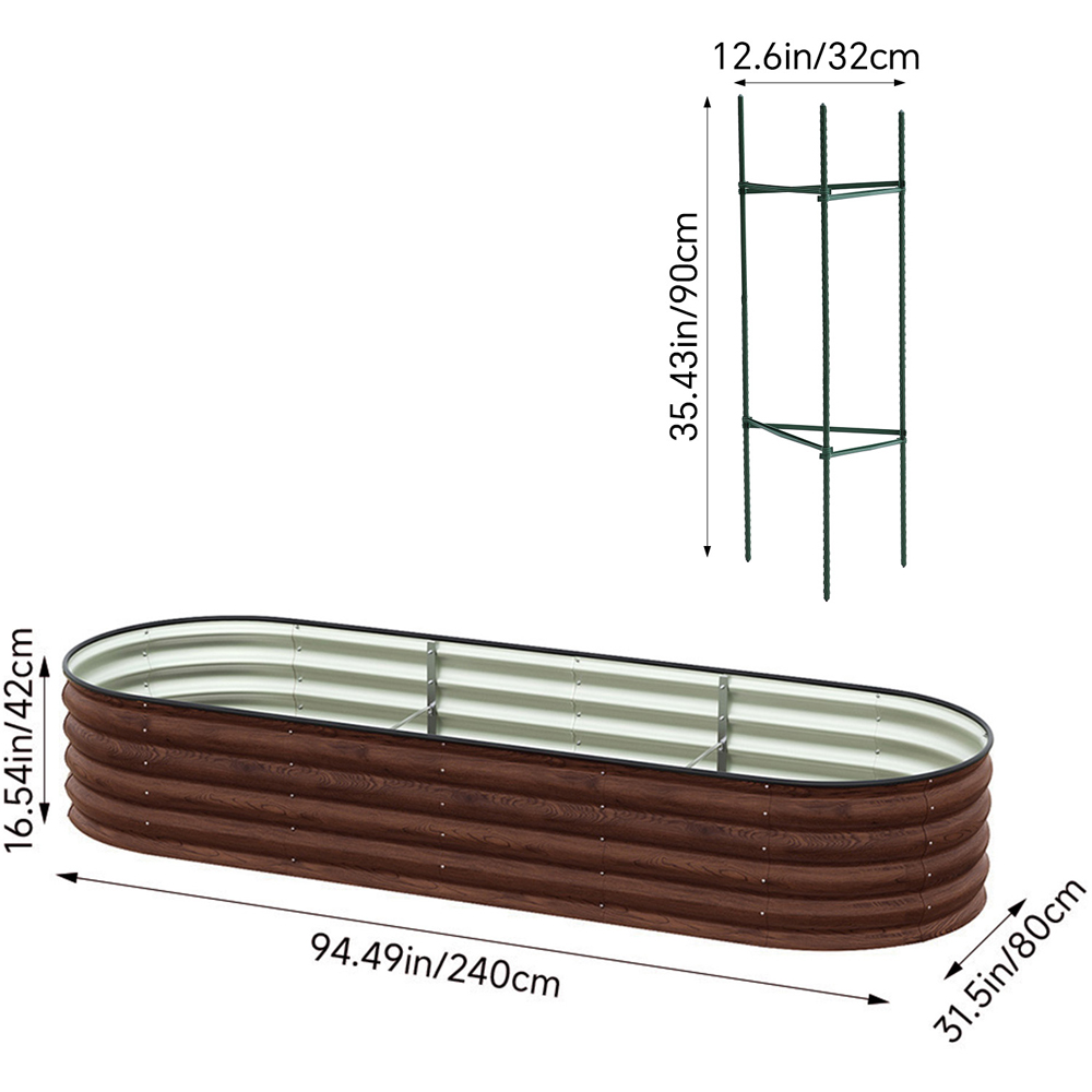 Living and Home Large Brown Galvanised Steel Raised Garden Bed 42 x 80 x 240cm Image 9