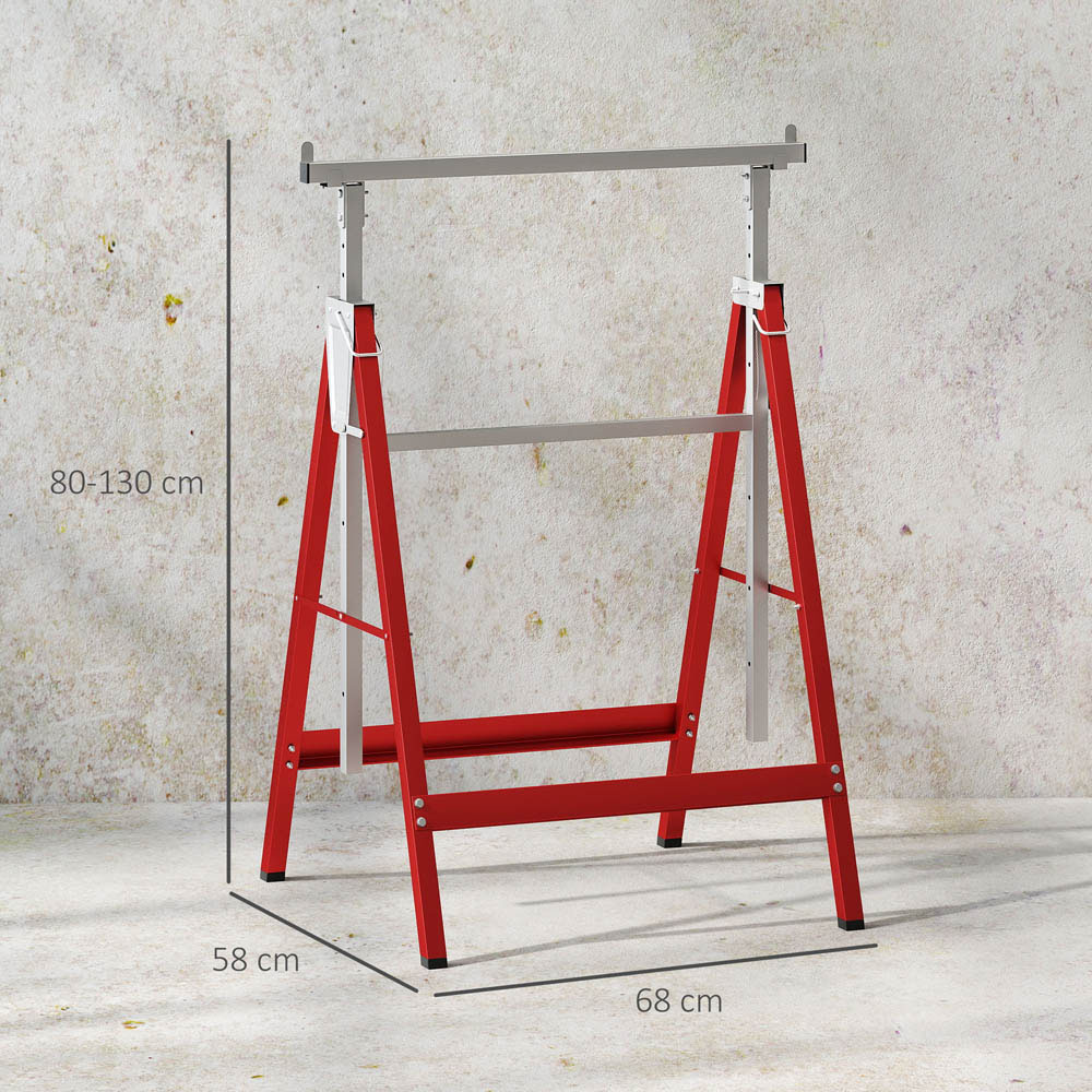 Portland Red Telescopic Folding Builders Steel Saw Horse Set of 2  Image 9