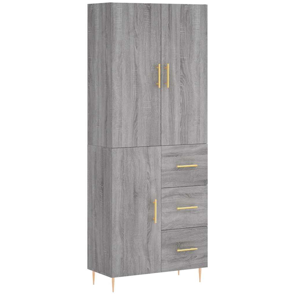 vidaXL 3 Door 3 Drawer Grey Sonoma Wooden Highboard Image 2