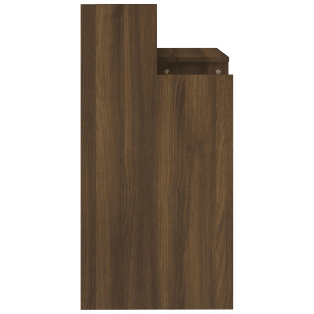 vidaXL 3 Shelf LED Computer Desk Brown Oak Image 4