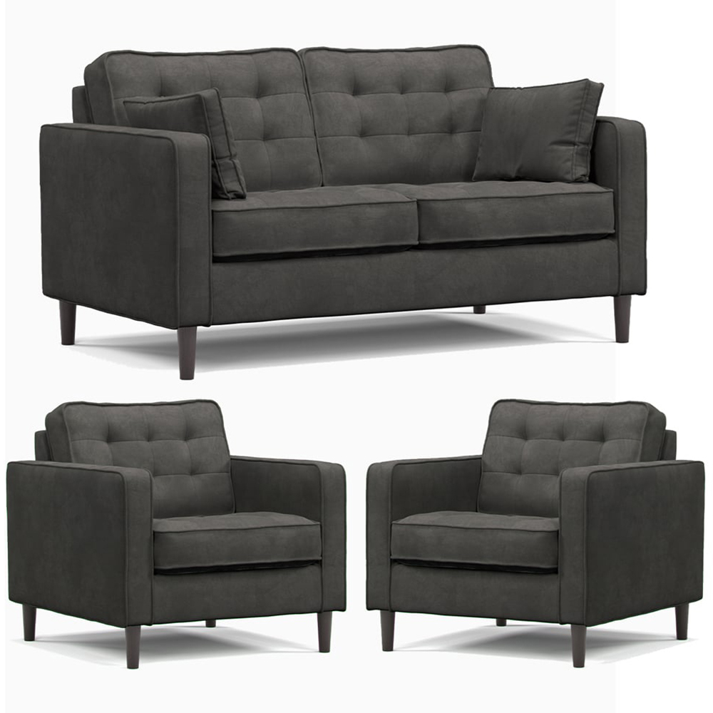 Eden 4 Seater Graphite Chenille Sofa Suite Image 2